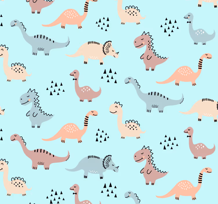 Rulou geam pentru copii fundal albastru cu dinozauri - TenStickers