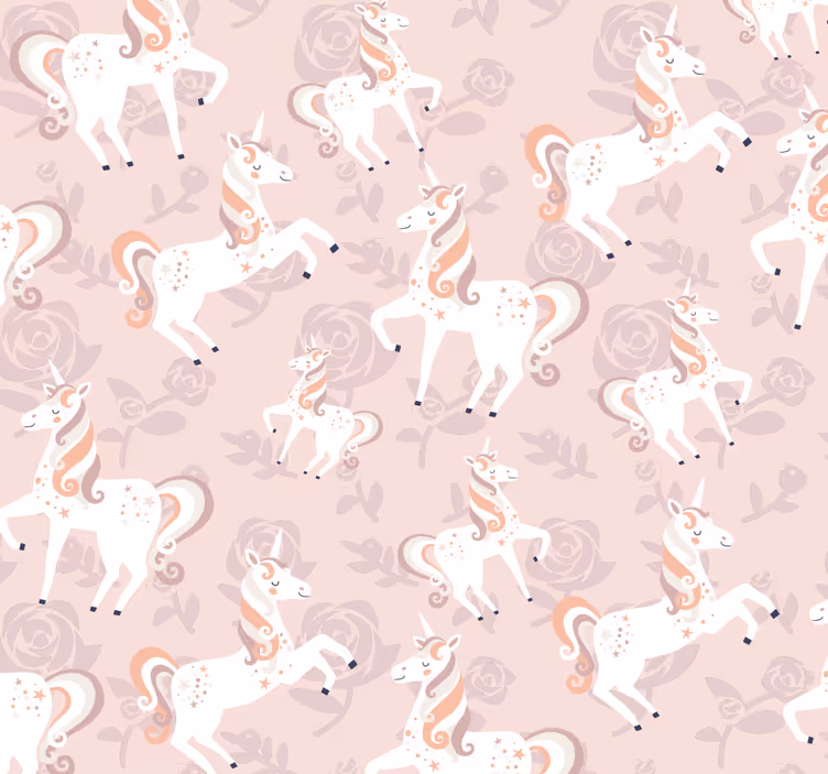 Rulou geam pentru copii unicorn roz înflorit - TenStickers
