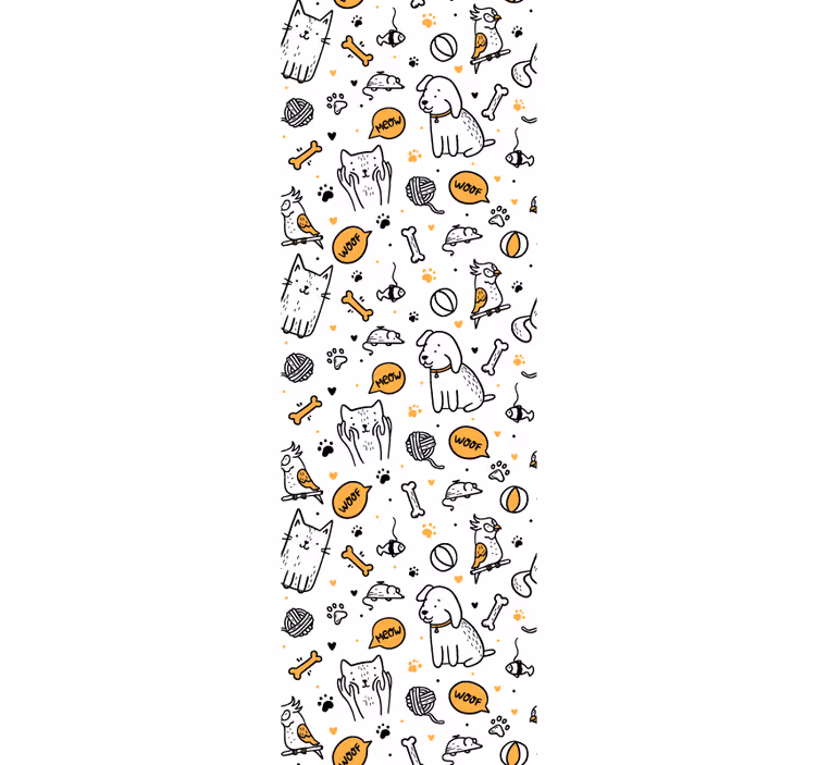 Rulou geam pentru copii stil doodle cu pisici și câini - TenStickers