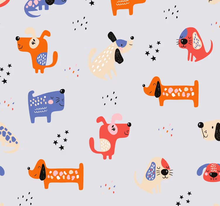 Rulou geam pentru copii cu câini ilustrati - TenStickers