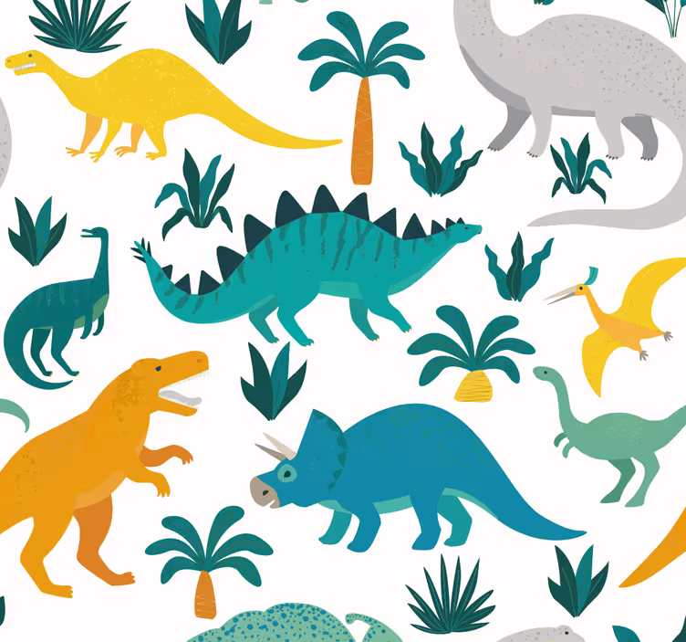 Rulou geam pentru copii dinozauri cu copaci - TenStickers