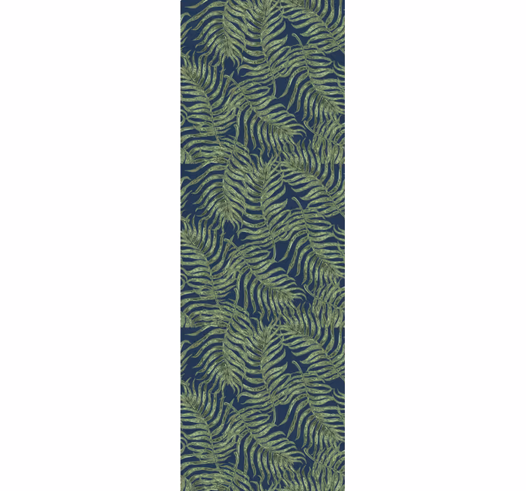 Rulou geam modern cu frunze tropicale pe fundal închis - TenStickers