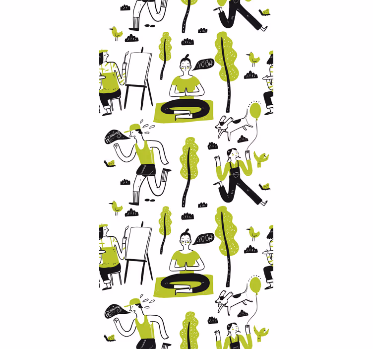 Rulou geam modern set de desene pentru stil de viață sănătos - TenStickers