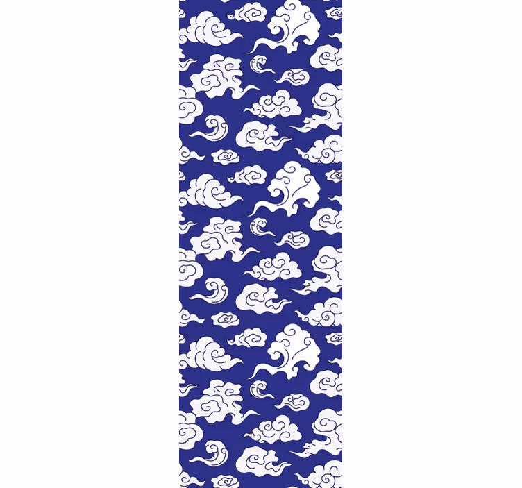 Rulou geam modern nori albi silueta pe fundal albastru - TenStickers