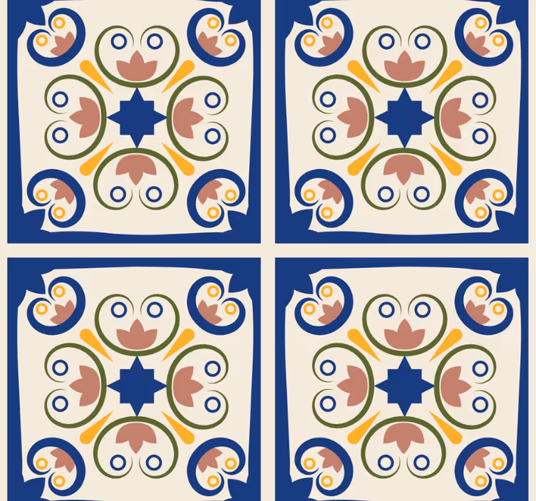 Rulou geam modern cu flori roz pe faianță portugheză - TenStickers