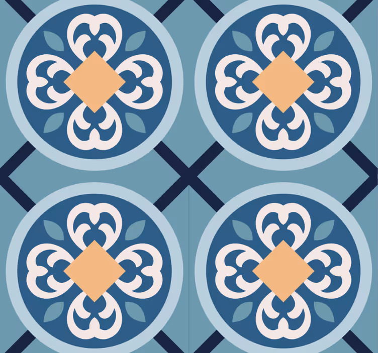 Rulou geam modern plăci ceramice portugheze albastre - TenStickers