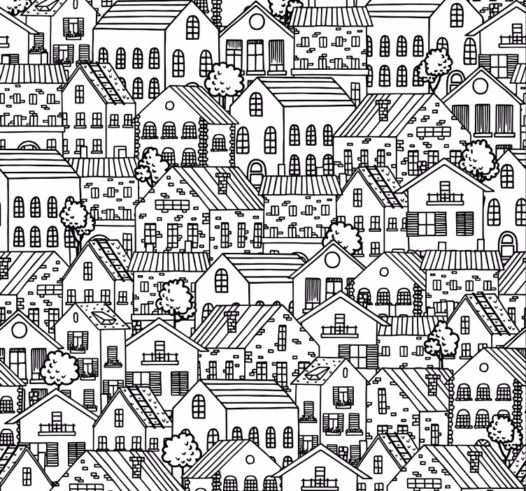 Rulou geam modern cu motive urbane - TenStickers
