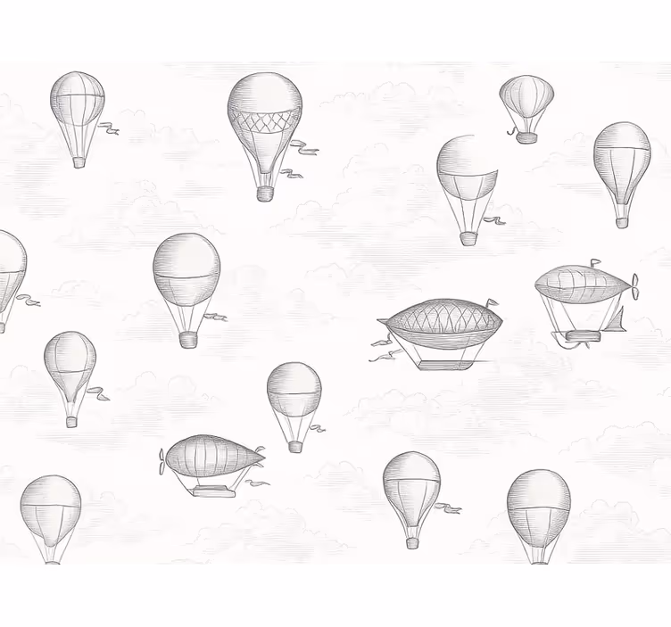 Rulou geam gri ceruri vintage și aeronave - TenStickers