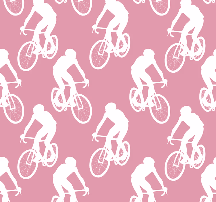 Rulou geam roz model bicicliști albi - TenStickers