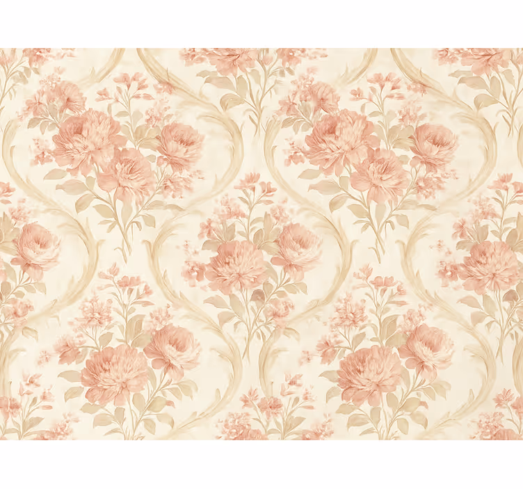 Rulou geam roz cu design floral vintage spălat ușor - TenStickers