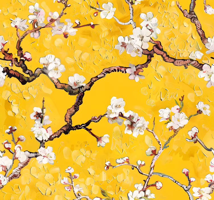 Rulou geam galben cu model floral de primăvară - TenStickers