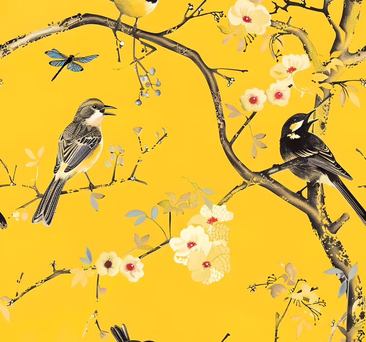 Rulou geam galben design primăvară - TenStickers