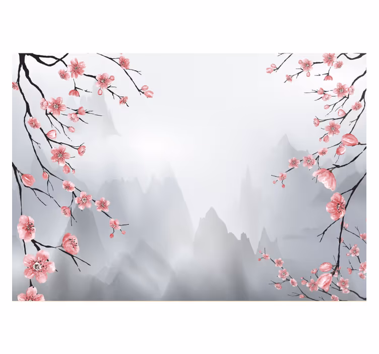 Rulou geam bucătărie ramuri de cireș japoneze - TenStickers