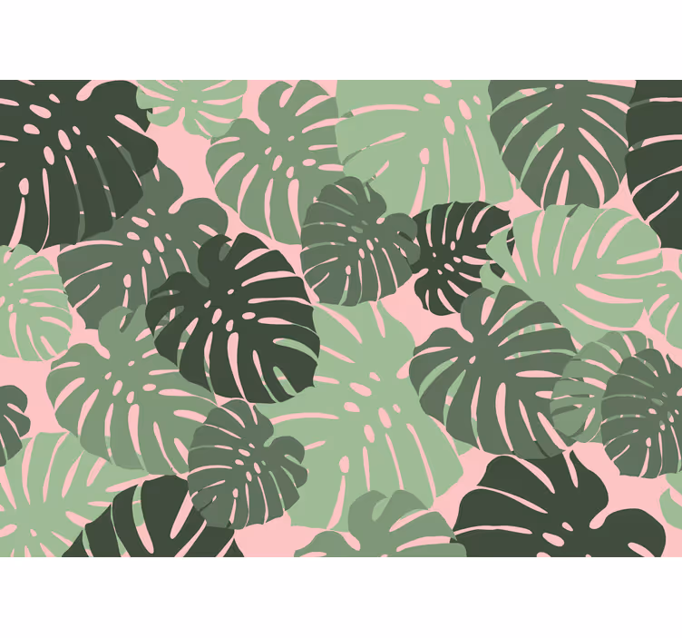 Rulou geam bucătărie frunze monstera roz - TenStickers