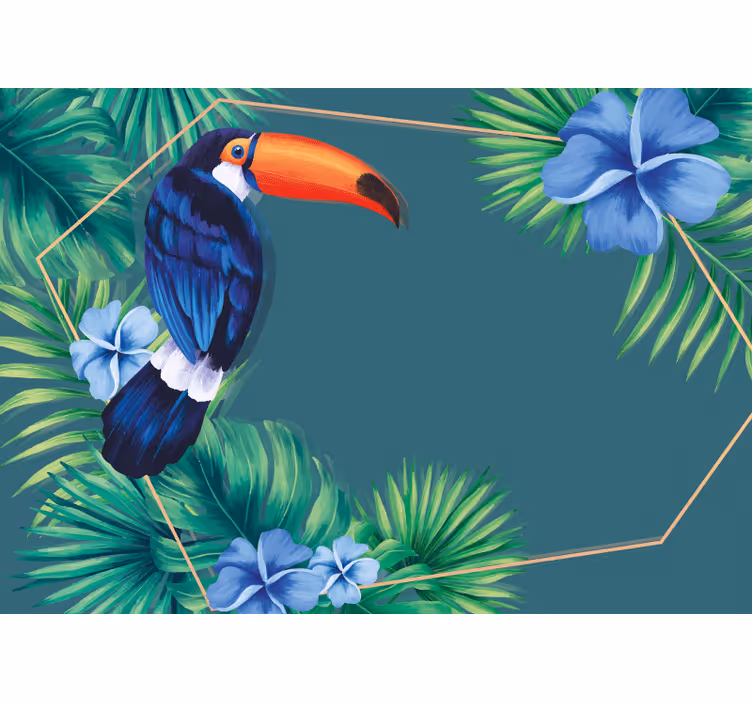 Rulou geam bucătărie frunze tropicale cu tucan - TenStickers