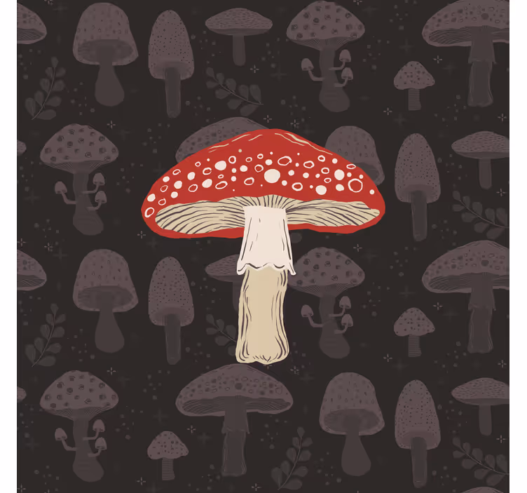 Rulou geam bucătărie design original ciuperci desenat manual - TenStickers