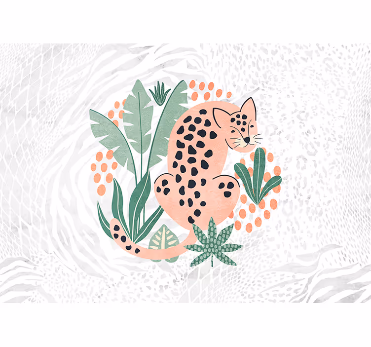 Rulou geam alb copaci tropicali cu tigri - TenStickers