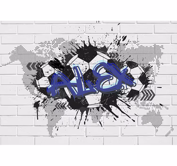 Rulou geam alb cu graffiti fotbalistic - TenStickers