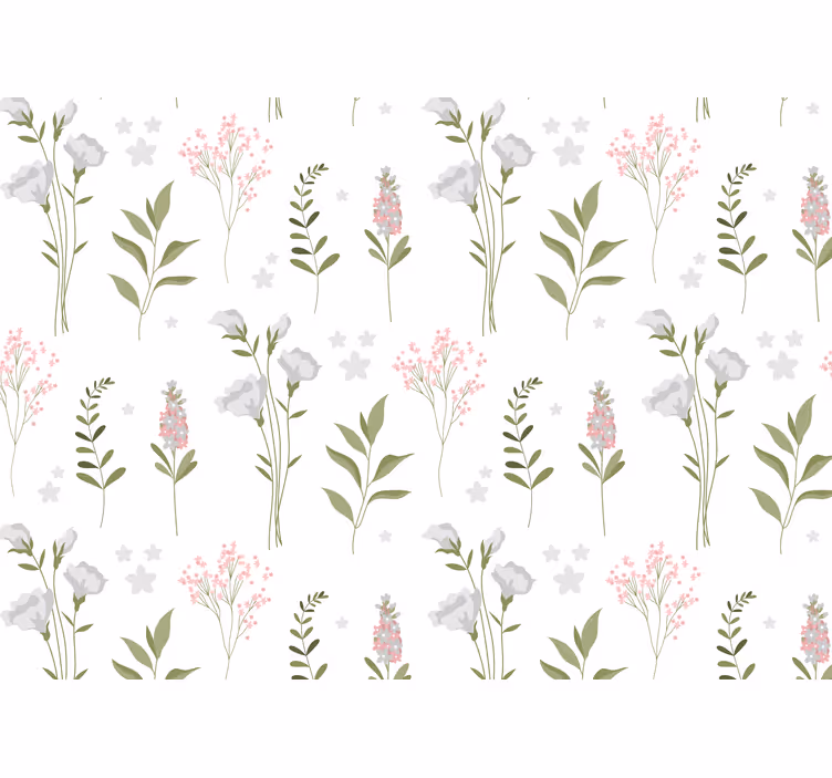 Rulou geam alb cu model minimalist de flori sălbatice - TenStickers