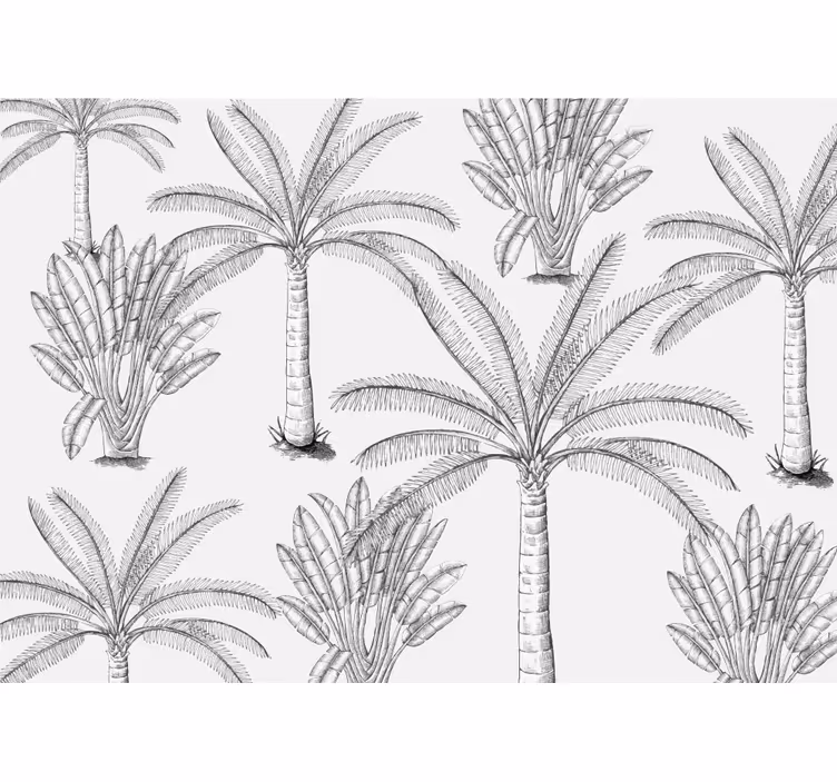 Rulou geam alb design palmierii alb-negru - TenStickers