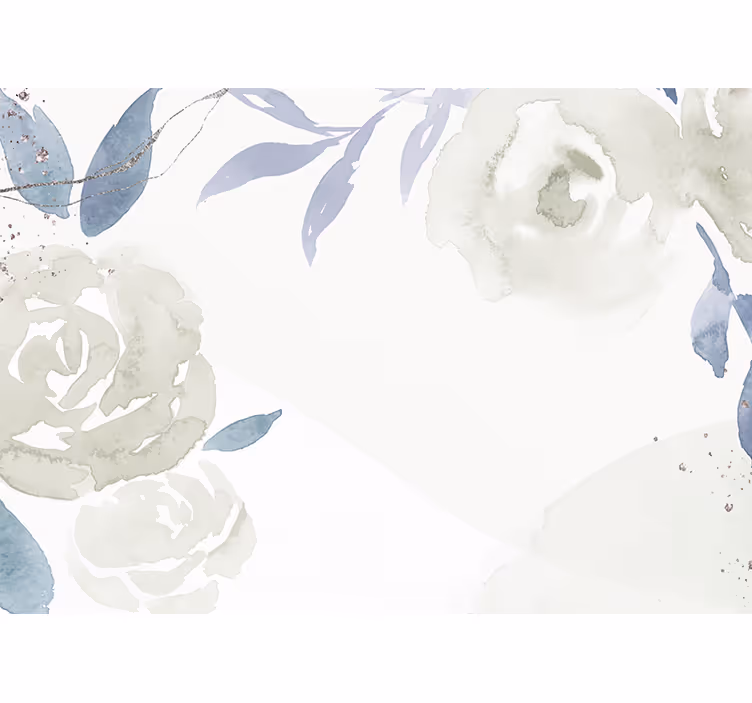 Rulou geam alb ilustrație artistică florală - TenStickers