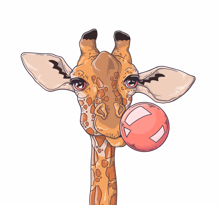 Rulou geam salon girafă cu gumă de mestecat - TenStickers