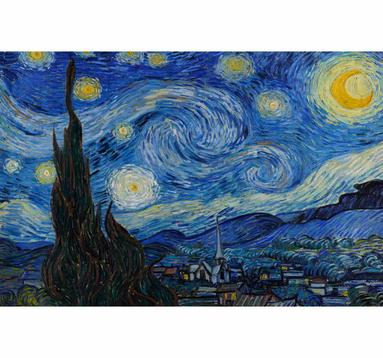 Rulou geam salon noaptea înstelată de van gogh - TenStickers