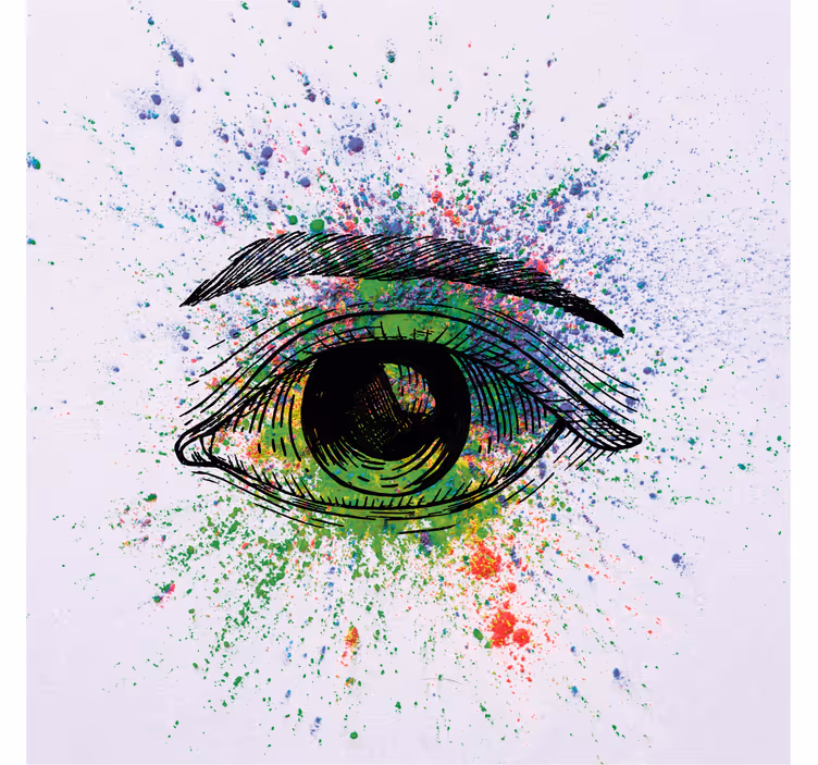 Rulou geam salon ochi colorați abstracte - TenStickers