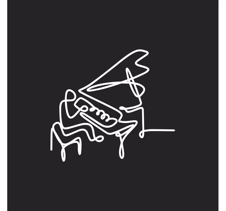 Rulou geam salon design drăguț pianist în linie - TenStickers