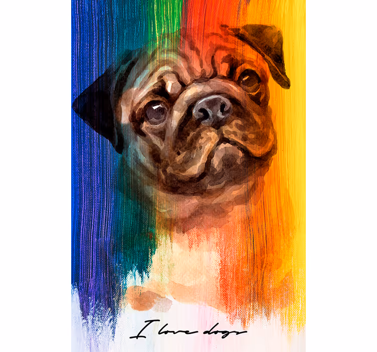 Rulou geam salon pug curcubeu - TenStickers