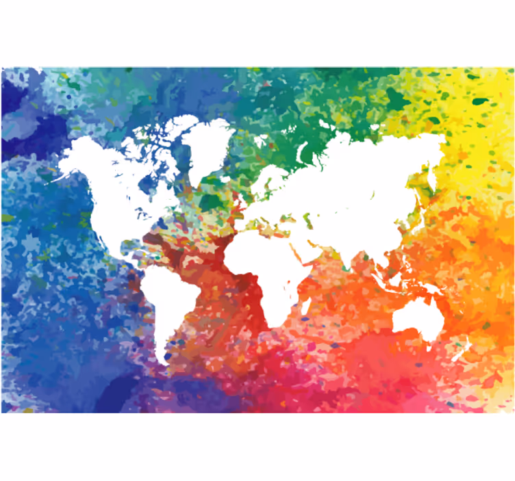 Rulou geam salon hartă mondială artistică colorată - TenStickers