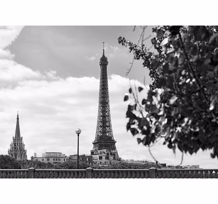 Rulou geam salon turnul eiffel alb și negru - TenStickers