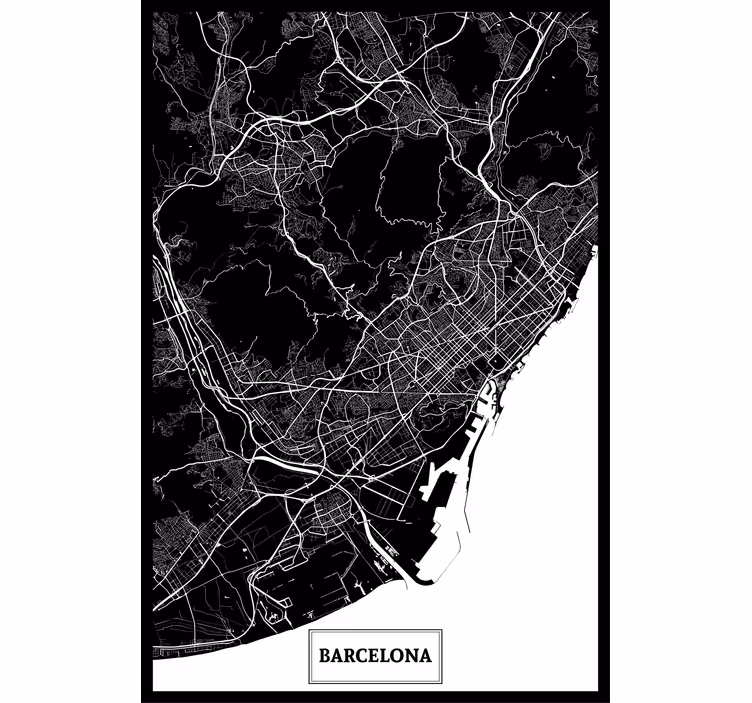 Rulou geam salon hartă topografică barcelona - TenStickers