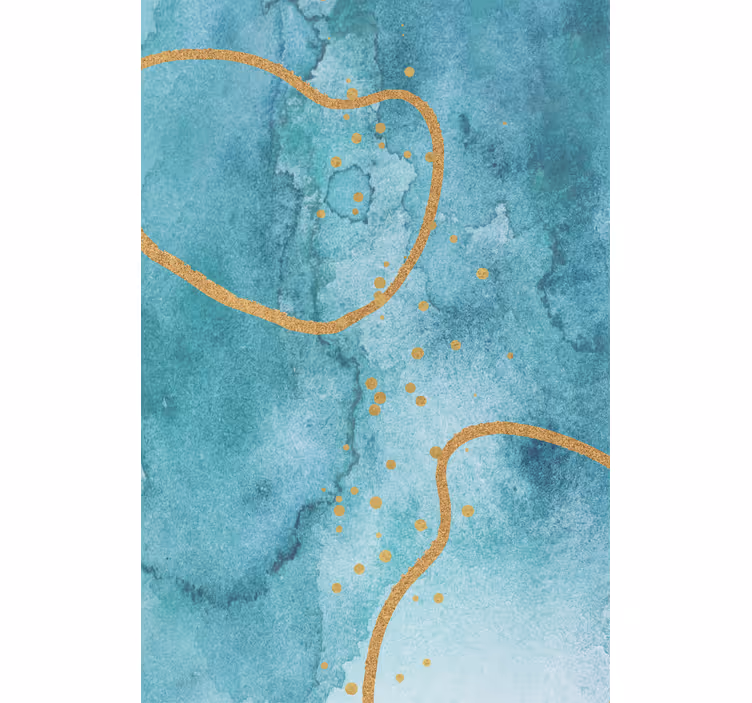 Rulou geam salon abstract acvamarin cu aur - TenStickers