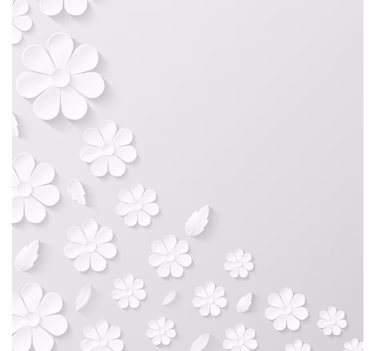 Rulou geam alb fundal flori din hârtie albă - TenStickers
