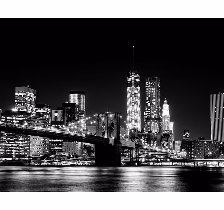 Rulou geam negru fotomural new york râul est - TenStickers