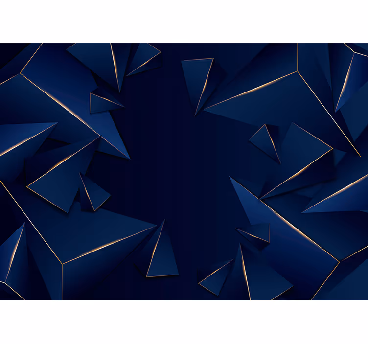 Rulou geam negru cu model geometric albastru și auriu - TenStickers