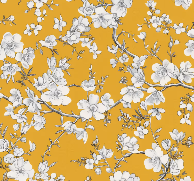 Rulou geam galben cu model floral vintage - TenStickers