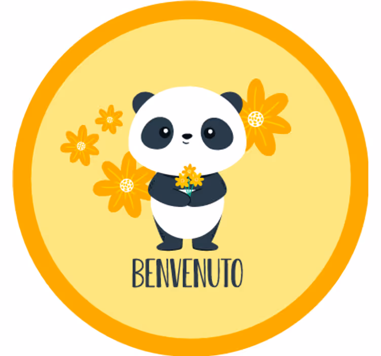 Rulou geam galben panda bun venit în camera mea - TenStickers