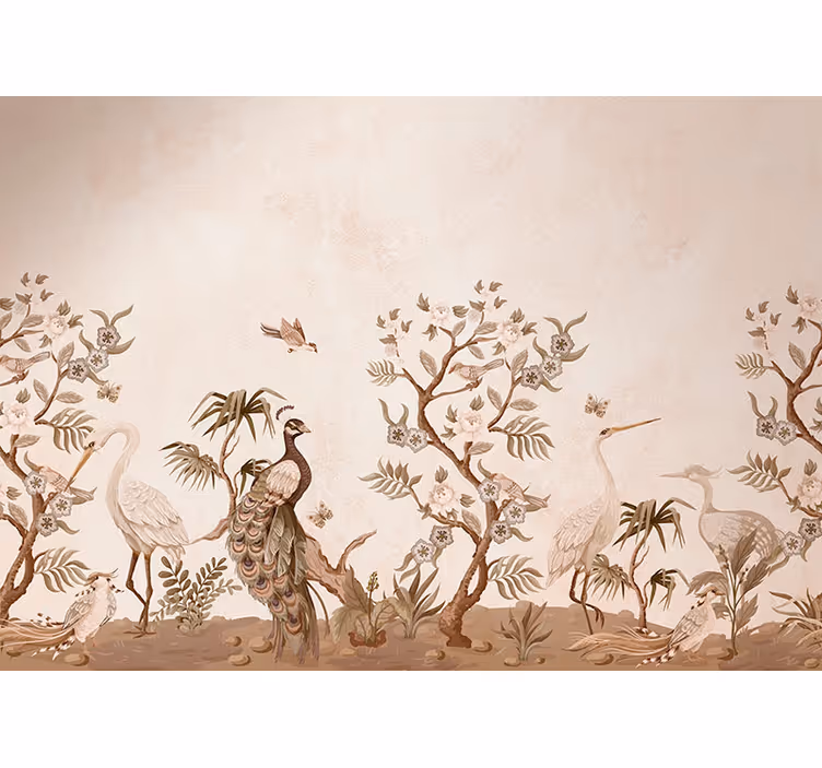 Rulou geam bej cu fauna vintage - TenStickers