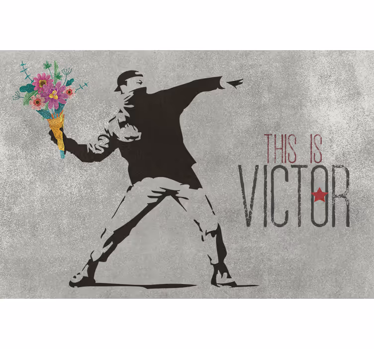 Rulou geam gri buchet de flori bansky personalizat - TenStickers