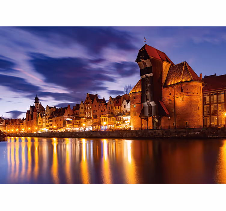 Rulou geam albastru gdańsk noaptea - TenStickers