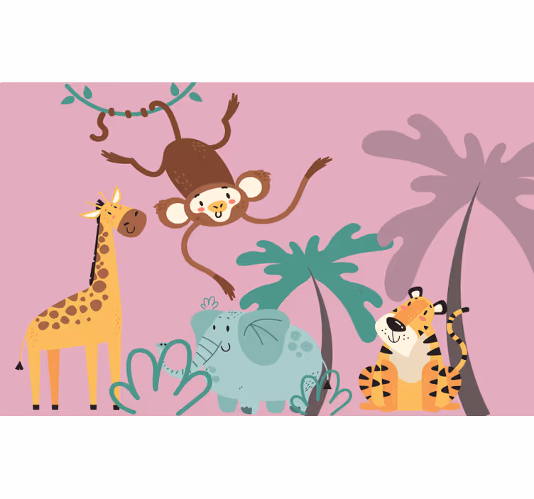 Rulou geam violet cu animale de safari colorate - TenStickers