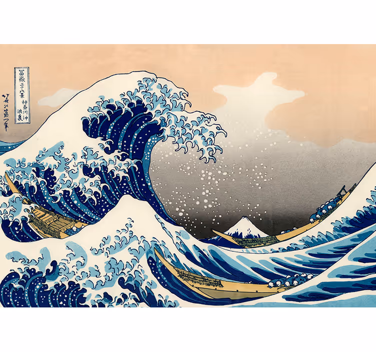 Rulou geam salon fotomural val hokusai - TenStickers