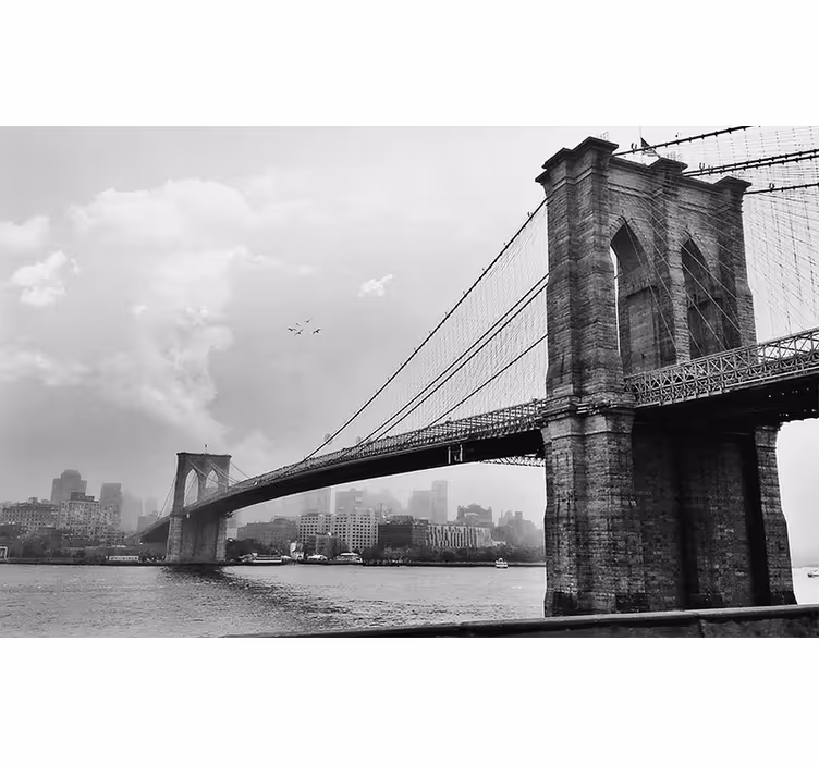 Rulou geam salon tapet living cu podul din new york - TenStickers