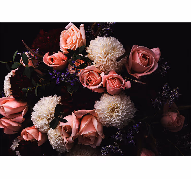Rulou geam salon buchet luxos de trandafiri roz - TenStickers