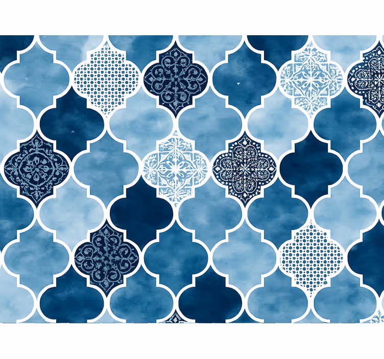 Rulou geam albastru cu motive marocane acquerelate - TenStickers