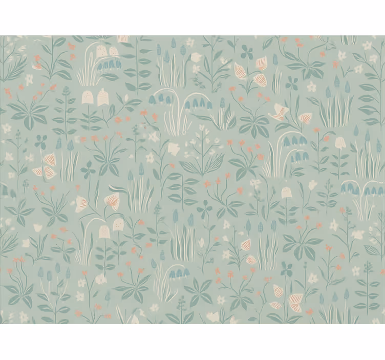 Rulou geam albastru floral scandi - TenStickers