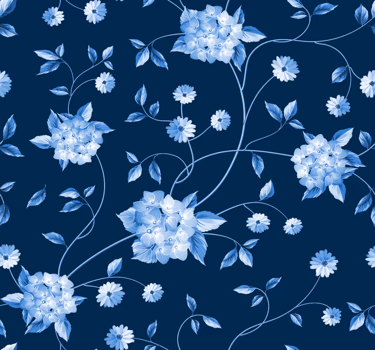 Rulou geam albastru tulpini de flori - TenStickers
