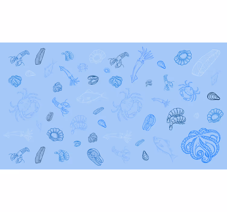 Rulou geam albastru cu model de fructe de mare - TenStickers